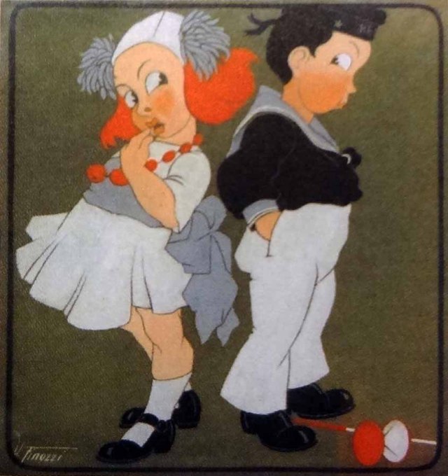 BICE E MICHELE VALORI in una caricatura di Ugo Finozzi sul "Giornalino della domenica" del 1933 ...