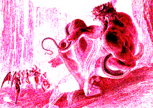 « …: Stavvi Minòs orribilmente, e ringhia: essamina le colpe ne l'intrata; giudica e manda secondo ch'avvinghia. Dico che quando l'anima mal nata li vien dinanzi, tutta si confessa; e quel conoscitor de le peccata vede qual loco d'inferno è da essa; cignesi con la coda tante volte quantunque gradi vuol che giù sia messa … »