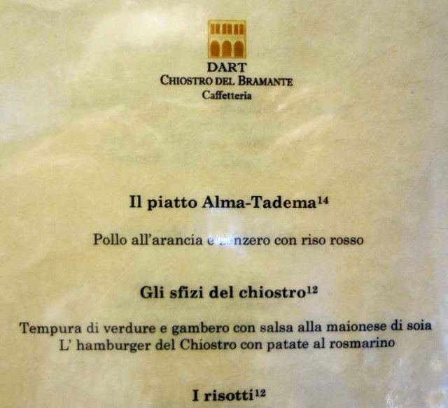 menu bramante