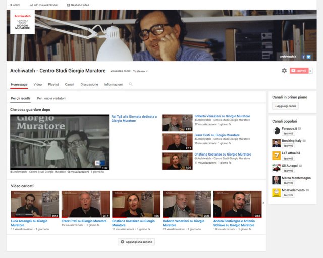 Canale Youtube Centro Studi Giorgio Muratore